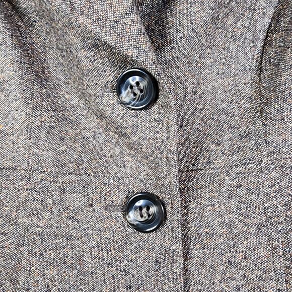 Talbots Brown Tweed Italian Fabric Button-Up Blazer Wool Silk Blend Size 10 - Picture 3 of 6
